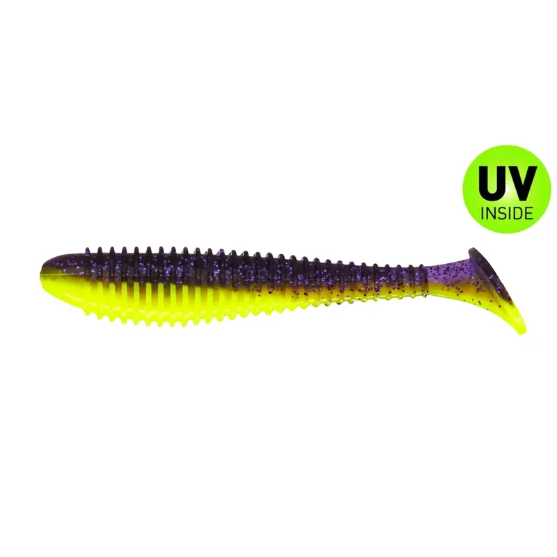 Aanbieding SX Pro Swimmer 8 cm (3,3") Purple Glitter Opaque Chartreuse 7 Stück